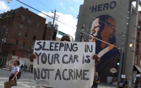 Protests continue in Atlanta over the killing of Rayshard Brooks by police. 16 June 2020.