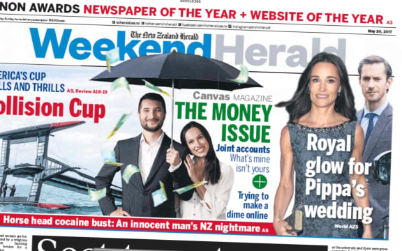 The Weekend Herald trumpets its newspaper of the year award on the front page.