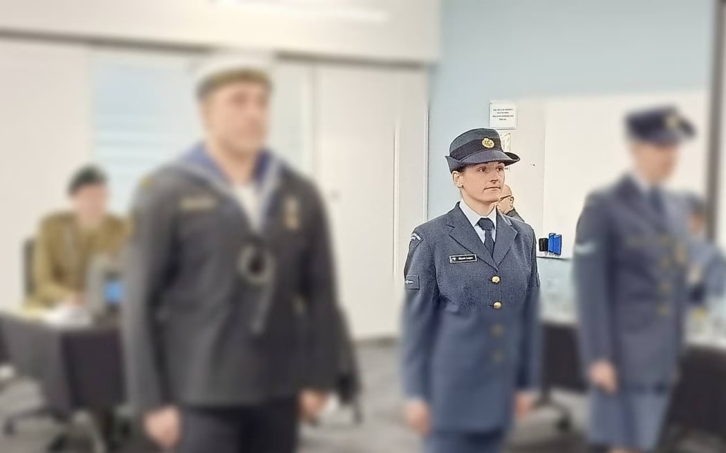 Nicole Leger at the first part of her court martial in 2021.