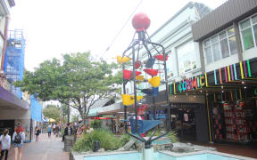 Wellington's iconic Bucket Fountain on Cuba Street is missing a bucket.