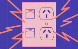 Stylised illustration of power socket and voltage lines