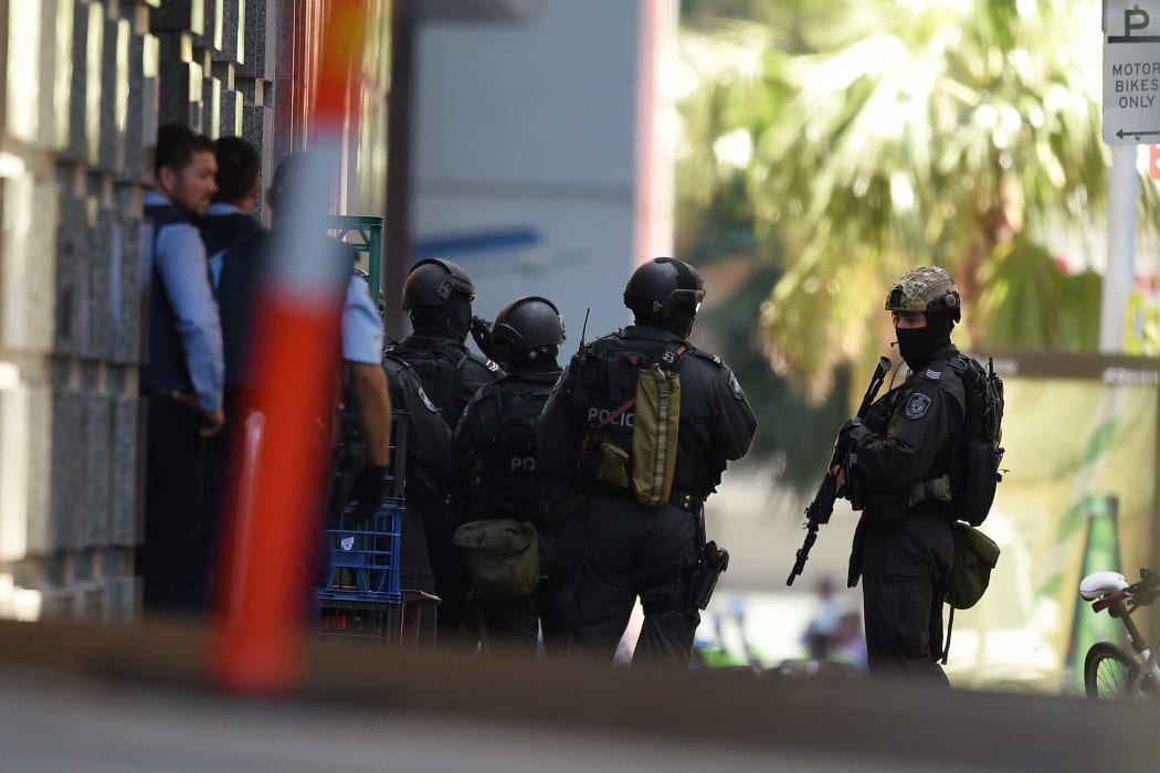 New South Wales police outside the Lindt cafe in the central business district of Sydney.