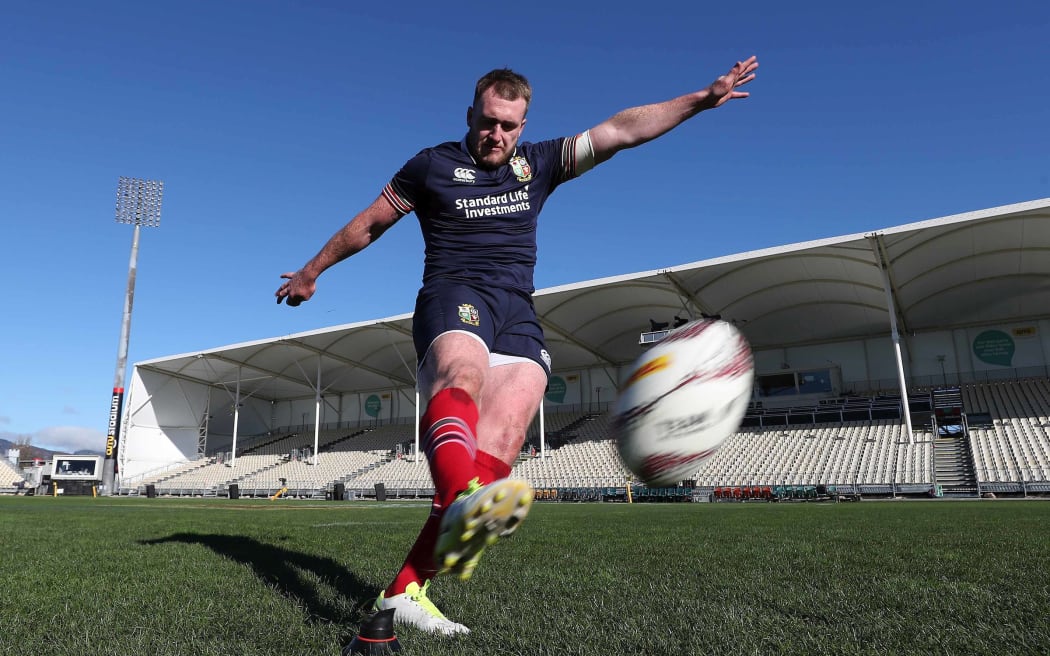 Stuart Hogg during the kickers practice at AMI Stadium.