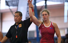 Michelle Montague at the 2017 Oceania Wrestling Championships