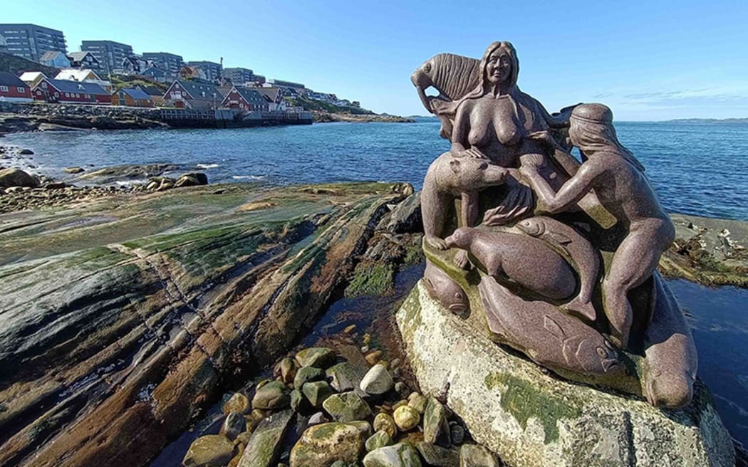 Statue of Sassuma Arnaa, the mother of the sea, at Nuuk, capital of Greenland
clothing -- Inuit clothing in Nuuk museum