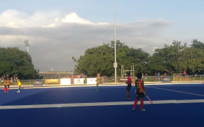 The PNG and Australia womens teams in action in Port Moresby.