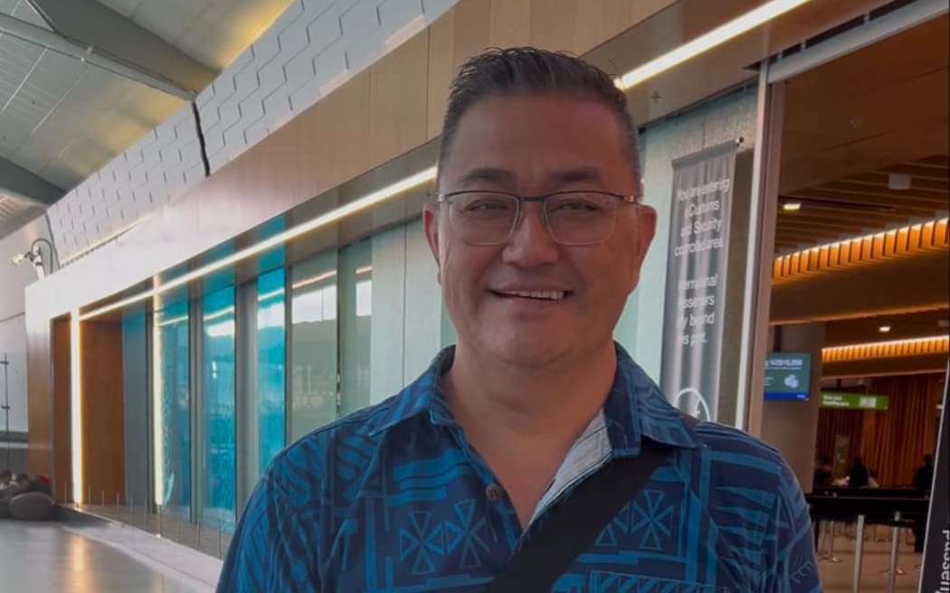 Leiataualesa Jerry Brunt at Auckland airport on 13 February waiting for his flight back home to Samoa.