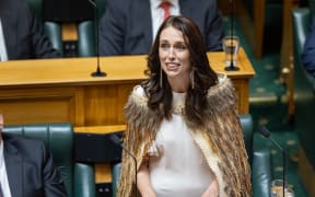 Jacinda Ardern gives her valedictory speech to a packed debating chamber at Parliament.