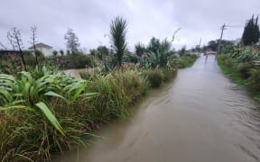 Oakley Creek overflowed in Walmsley Park, Mt albert causing flooding on properties nearby on 9 May, 2023.