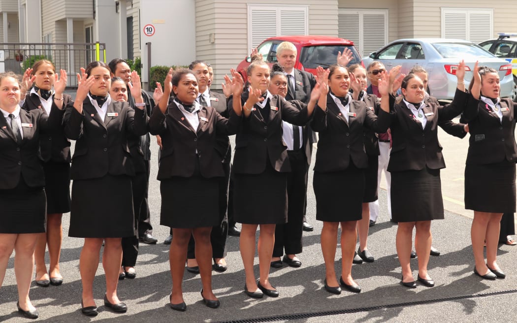 Students from QRC Te Tai Tokerau welcome Prince Charles – now King Charles III – during a visit to the Paihia campus in 2019.