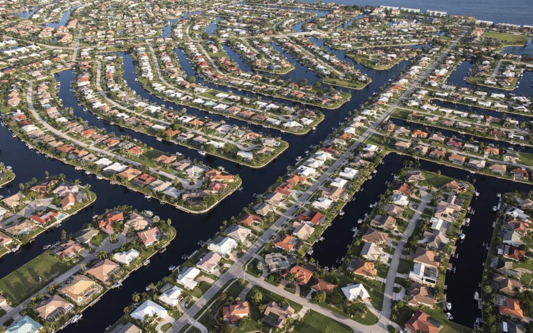 Aerial photography of Punta Gorda, on Florida's Gulf of Mexico coast.