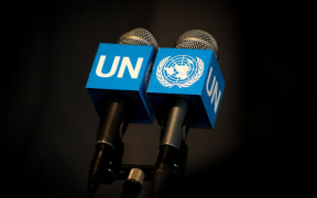 United Nations stake out stand, New York.
