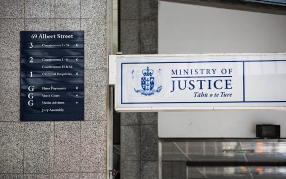 Signage outside the Auckland District Court