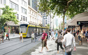 A concept image of what Queen St could look like without cars.