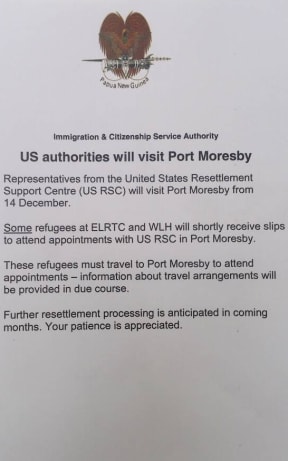 A note posted for Manus Island refugees.
