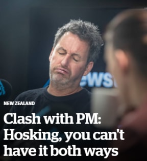 ZB political editor Barry Soper chides colleague Mike Hosking on the Herald site on Wednesday