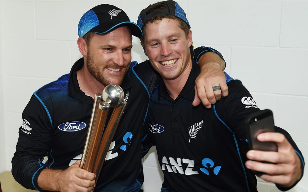 Black Caps captain Brendon McCullum and Henry Nicholls after the Chappell-Hadlee series win.
