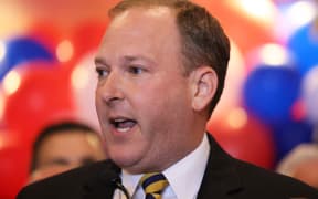 BALDWIN, NEW YORK - JUNE 28: NY GOP Candidate for Governor Rep. Lee Zeldin (R-NY) speaks during his election night party at the Coral House on June 28, 2022 in Baldwin, New York. Front runner Rep. Zeldin won the GOP Primary for NY Governor over his three primary challengers. Zeldin is one of 139 House Republicans to object to the certification of the 2020 presidential election results after the insurrection at the Capitol Jan. 6, 2021.   Michael M. Santiago/Getty Images/AFP (Photo by Michael M. Santiago / GETTY IMAGES NORTH AMERICA / Getty Images via AFP)
