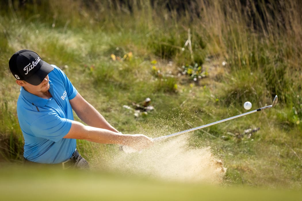 CROMVOIRT - Daniel Hillier (NZL) in action during the 103rd edition of the KLM Open golf tournament. The KLM Open counts as a qualifying tournament for the US Open. ANP SANDER KONING netherlands out - belgium out (Photo by Sander KONING / ANP MAG / ANP via AFP)