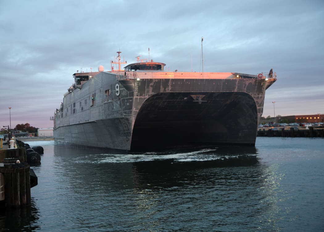 The expeditionary fast transport ship USNS City of Bismarck