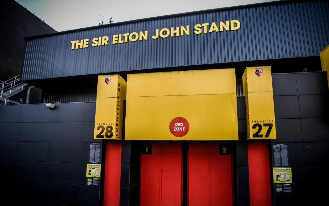 Vicarage Road, Watford, Hertfordshire, England; English Football League Championship Football, Watford versus Coventry City; An external view of the Sir Elton John Stand at Vicarage Road.