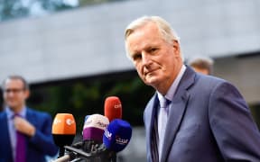 EU Brexit negotiator Michel Barnier speaks to journalists before a summit on Brexit in Luxembourg on 15 October 2019.