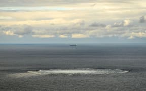 A file photo taken on 29 September, 2022 shows one of four gas leaks at one of the damaged Nord Stream gas pipelines in the Baltic Sea.