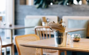 Restaurant table with place settings