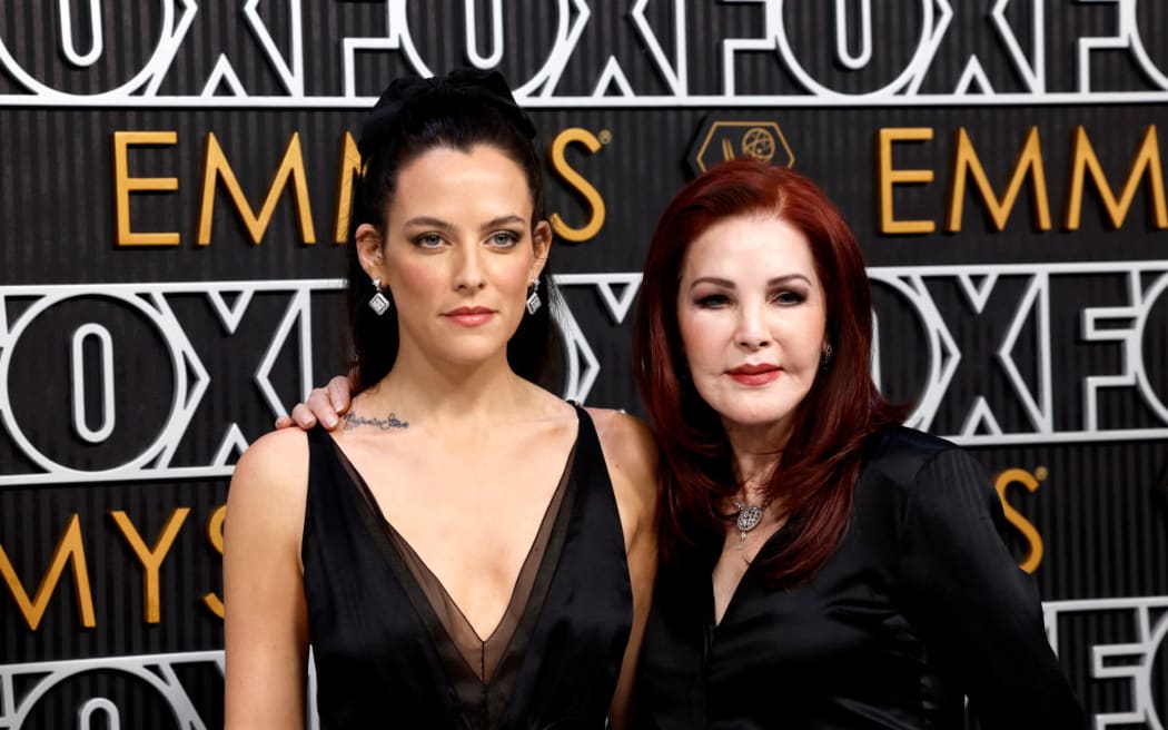 LOS ANGELES, CALIFORNIA - JANUARY 15: (L-R) Riley Keough and Priscilla Presley attend the 75th Primetime Emmy Awards at Peacock Theater on January 15, 2024 in Los Angeles, California. (Photo by Frazer Harrison/Getty Images)
