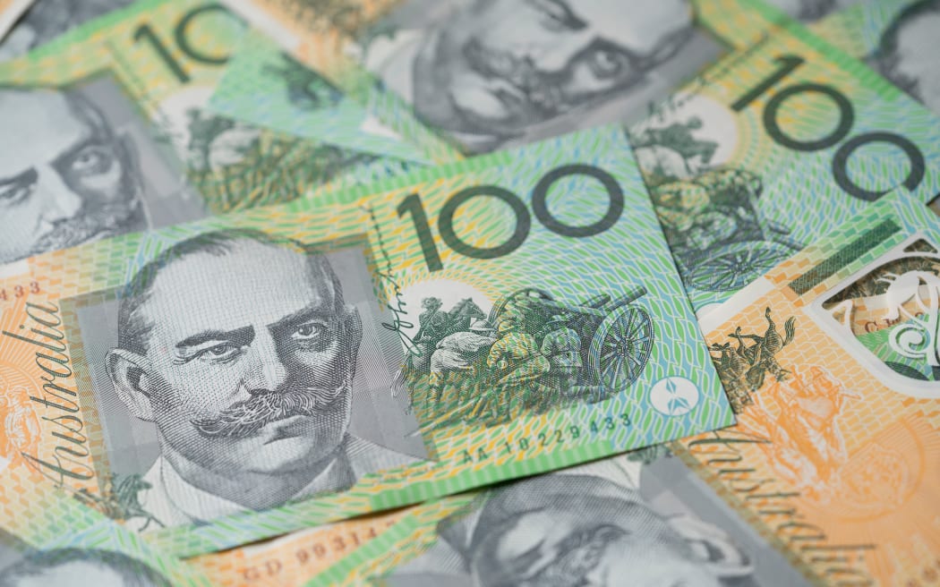 Close up of Australian one hundred dollar bills.