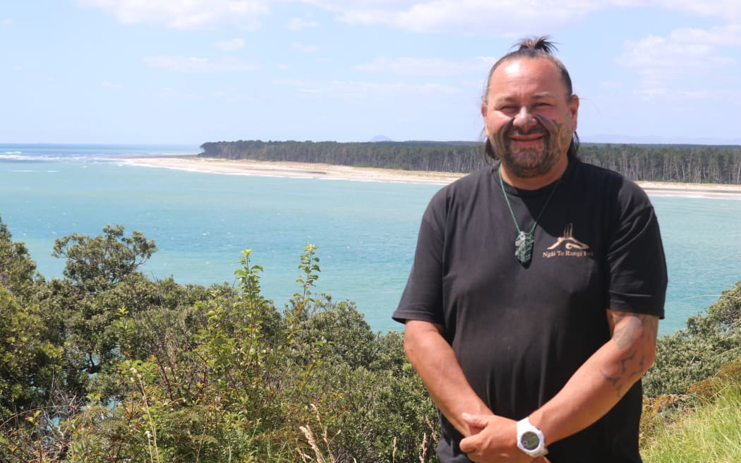 Reon Tuanau, tangata whenua, at a historic pa site in Anzac Bay, January 21 2022