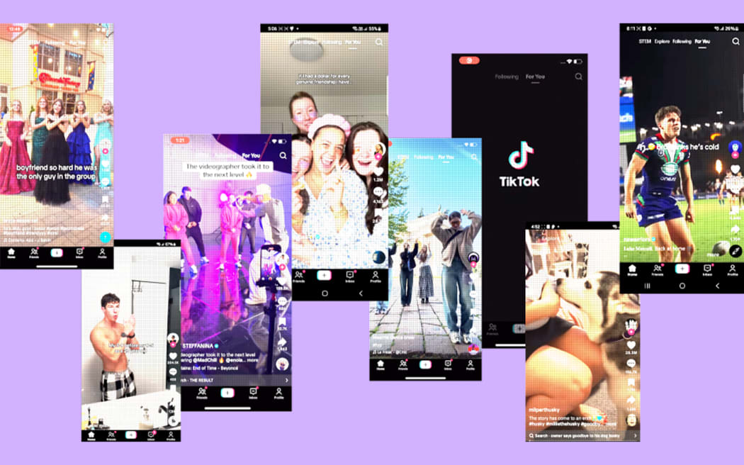 Composite of social media screen recordings