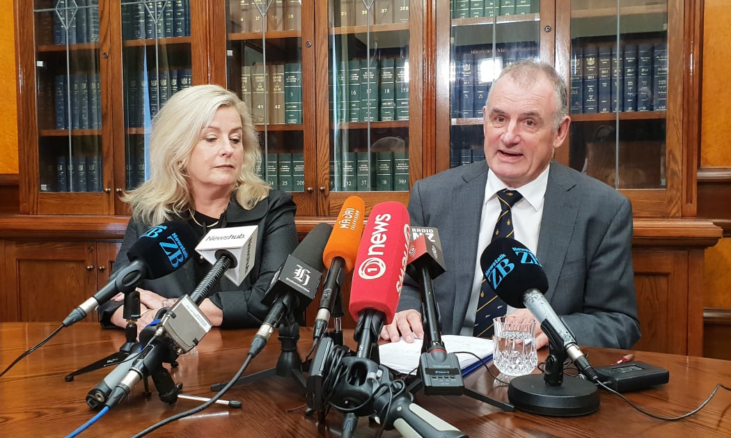 Reviewer Debbie Francis and Speaker Trevor Mallard at the announcement of the launch of the review.