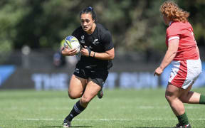 New Zealand captain Ruahei Demant in action against Wales at the Rugby World Cup.