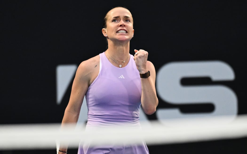 Ukraine’s Elina Svitolina celebrates winning her singles match at the 2026 ASB Classic Women’s Tennis Tournament at Manuka Doctor Arena, Auckland, New Zealand. Thursday 8 January 2026. © Photo: Andrew Cornaga / www.photosport.nz