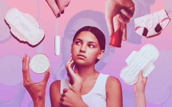 Composite image of period menstrual products