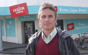 Nelson City Councillor Matt Lawrey outside Nelson’s Victory Liquor Centre