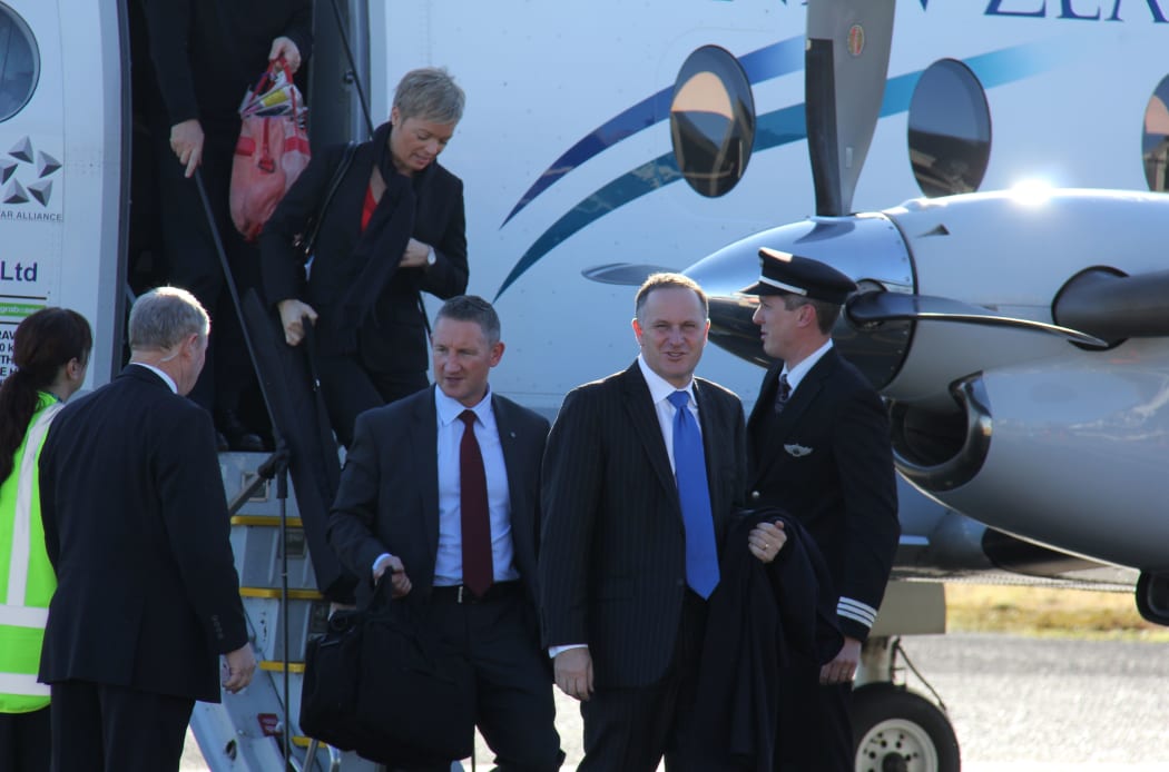 Prime Minister John Key and his entourage arrive in Hokitika.