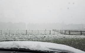 Snow in Southland on October 27 2023 from farmer Blair Drysdale.