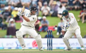 Corey Anderson batting for the Black Caps on Day 4 of the 2nd test match against Australia, at the Hagley Oval in Christchurch.