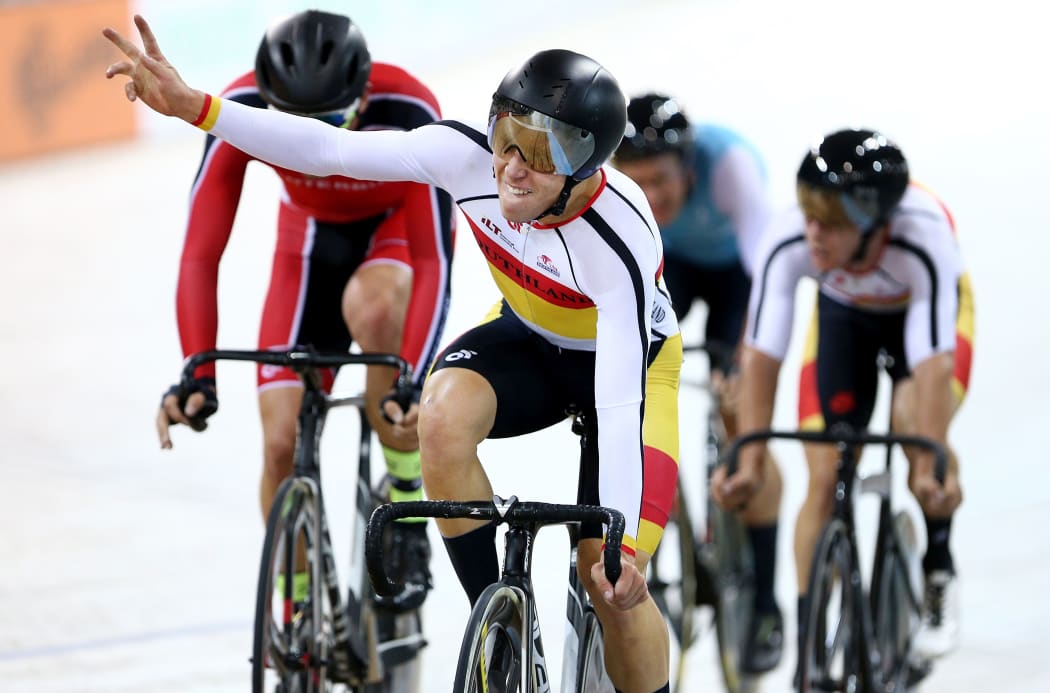 Southland teenager Corbin Strong after winning the men's points race in Cambridge