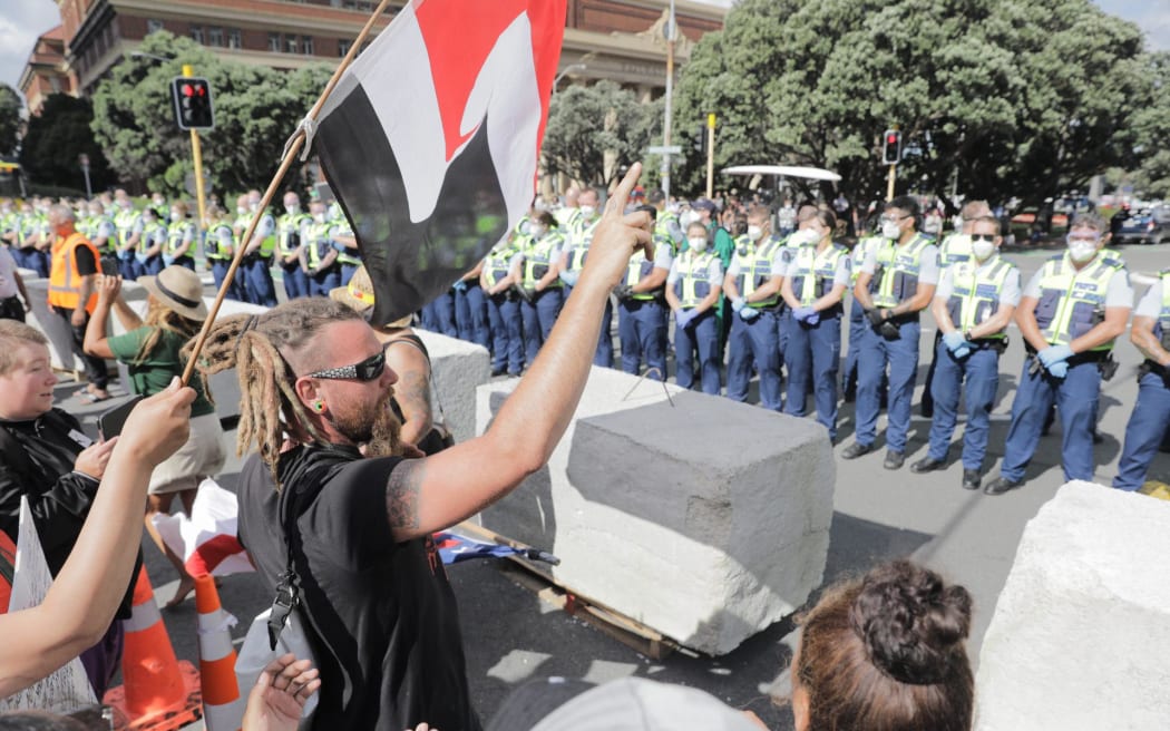 Day 15 Police at Covid convoy protest Parliament, Wellington on 22 February 2022.