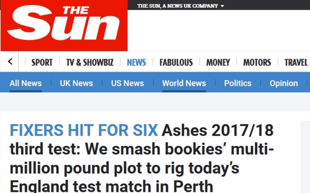 The Sun alleges match fixing in the Ashes.
