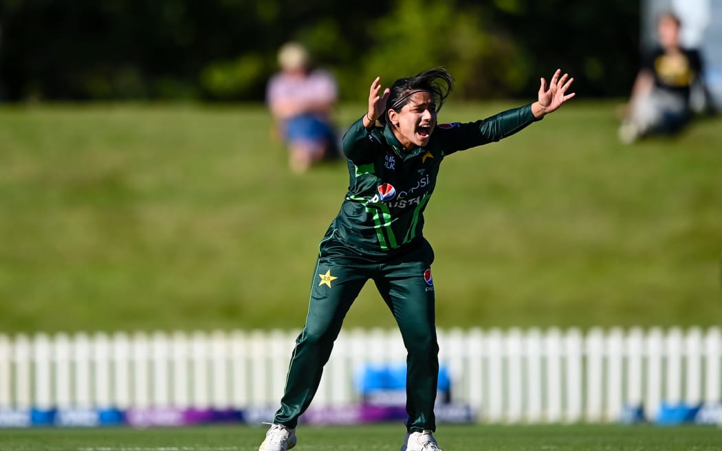 Fatima Sana of Pakistan during the 2nd ODI International against New Zealand