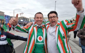 Irish rugby fans outside the Stade de France, before the All Blacks vs Ireland quarter final match, on 15 October, 2023.