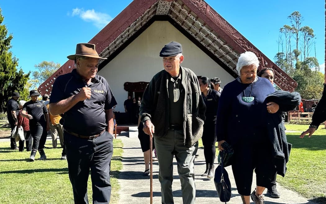 The King (centre) at Takitimu Marae in Wairoa.