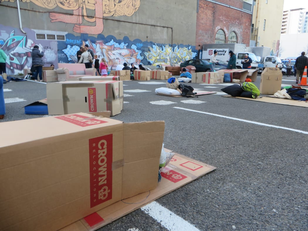 Wellington's cardboard city was home to a mayor, Salvation Army representatives, and members of the public, including some who were homeless.
