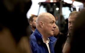 National Party leader Christopher Luxon campaigning in Hamilton on 25 September 2023.