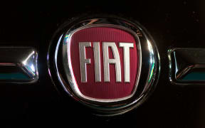 A Fiat logo on a Gucci Fiat 500 car in Beijing.