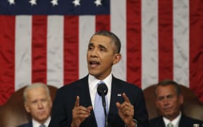 Barack Obama delivers his address on Capitol Hill in Washington.